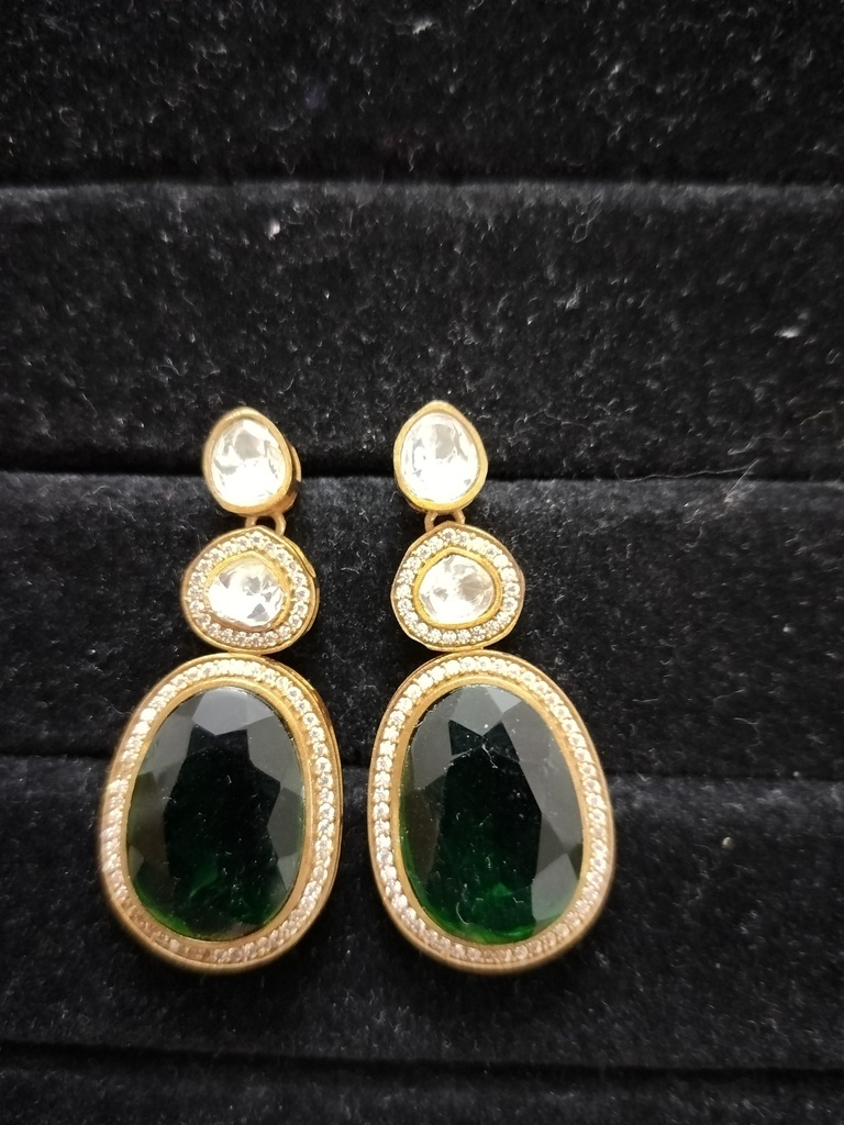 [KUN83] Doublet stone earrings stsy 4 cno
