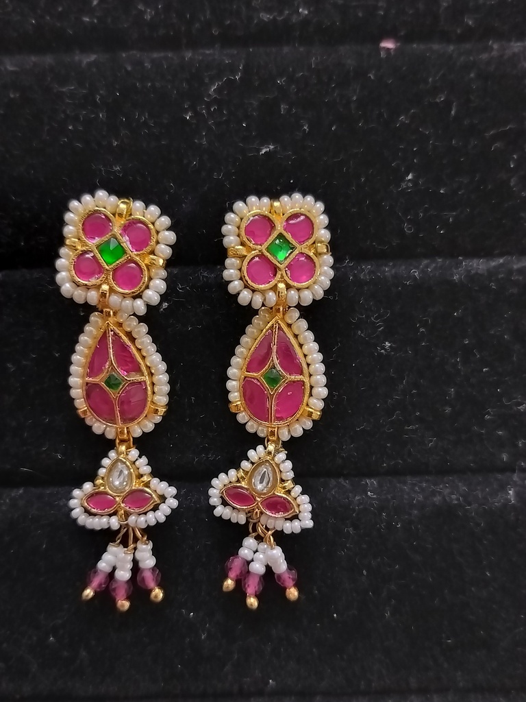 [KUN90] Kundan earrings kelta 6 cno