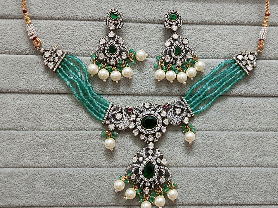 [SETS41] Victorian polish ad kundan set fu 27 cno