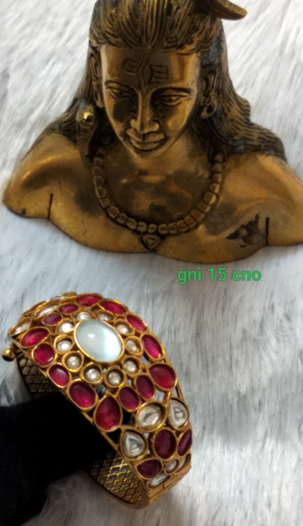 [BRAC142] Kundan brass bracelet gni 15 cno