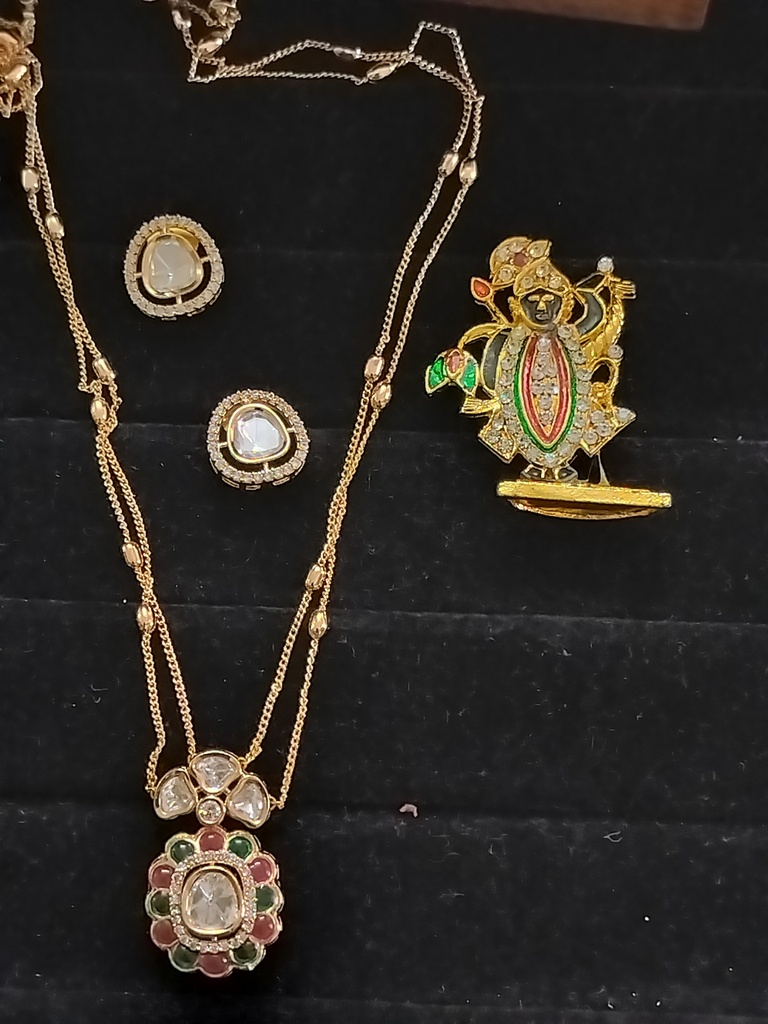 [DELPEN137] Kundan pendant set shita 85 cno